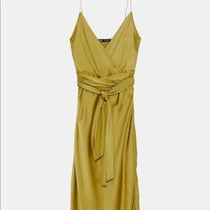 Zara NWT satin effect dress with belt